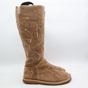Camper Tall Boots Women's EU 40 Suede Leather Paint Splatter Boots Crepe Sole
